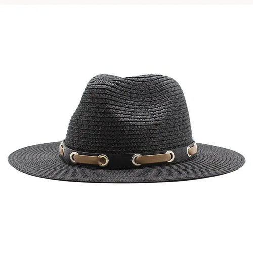 Chapeau de Paille avec Bande de Cuir
