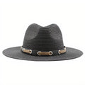 Chapeau de Paille avec Bande de Cuir