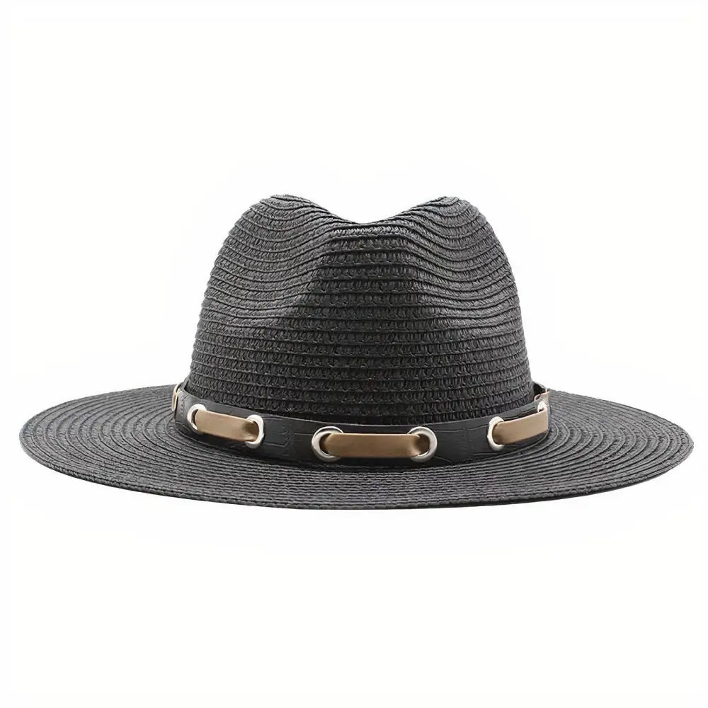 Chapeau de Paille avec Bande de Cuir