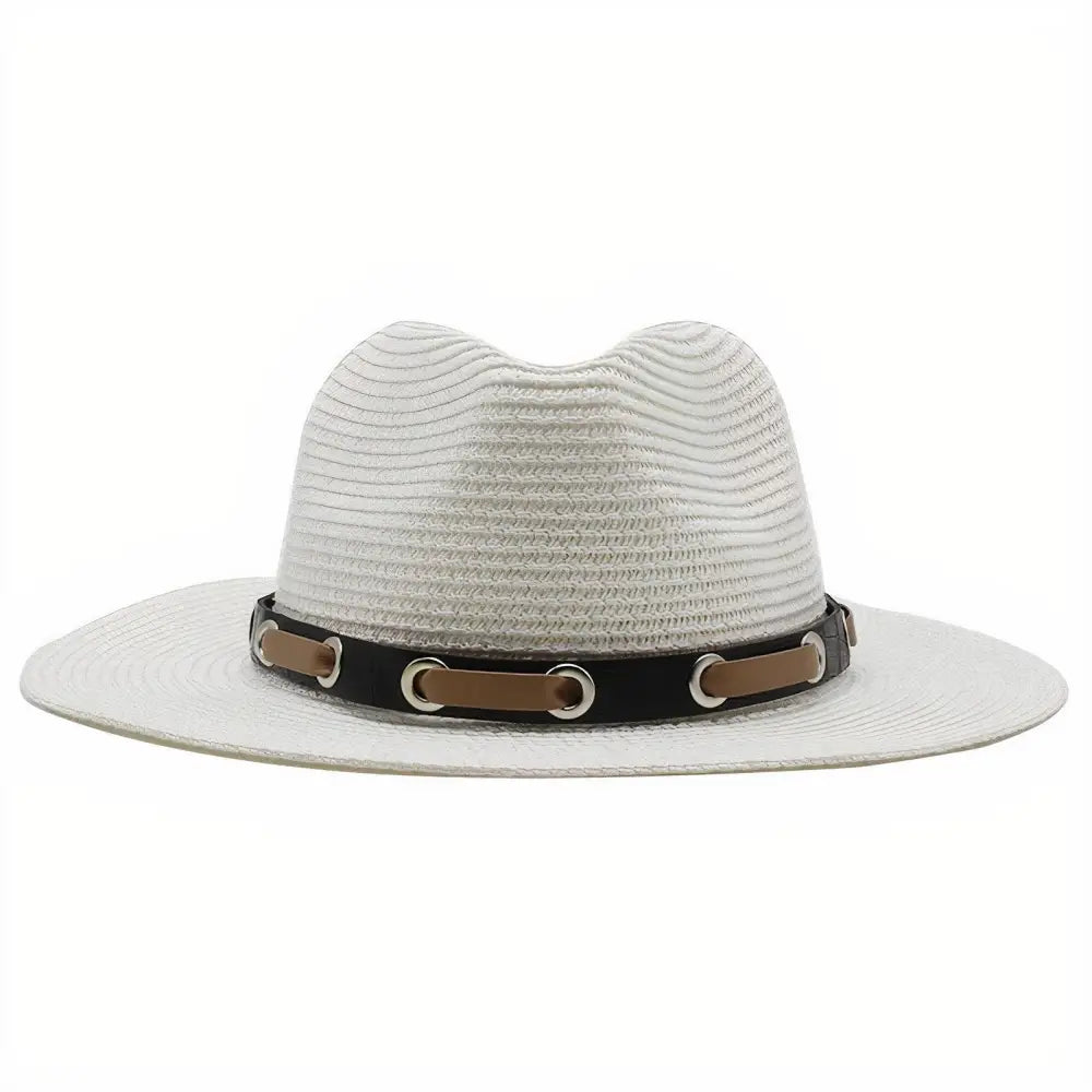 Chapeau de Paille avec Bandeau en Cuir