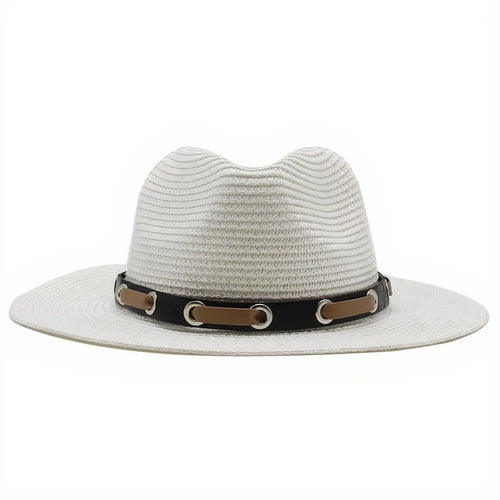 Chapeau de Paille avec Bandeau en Cuir