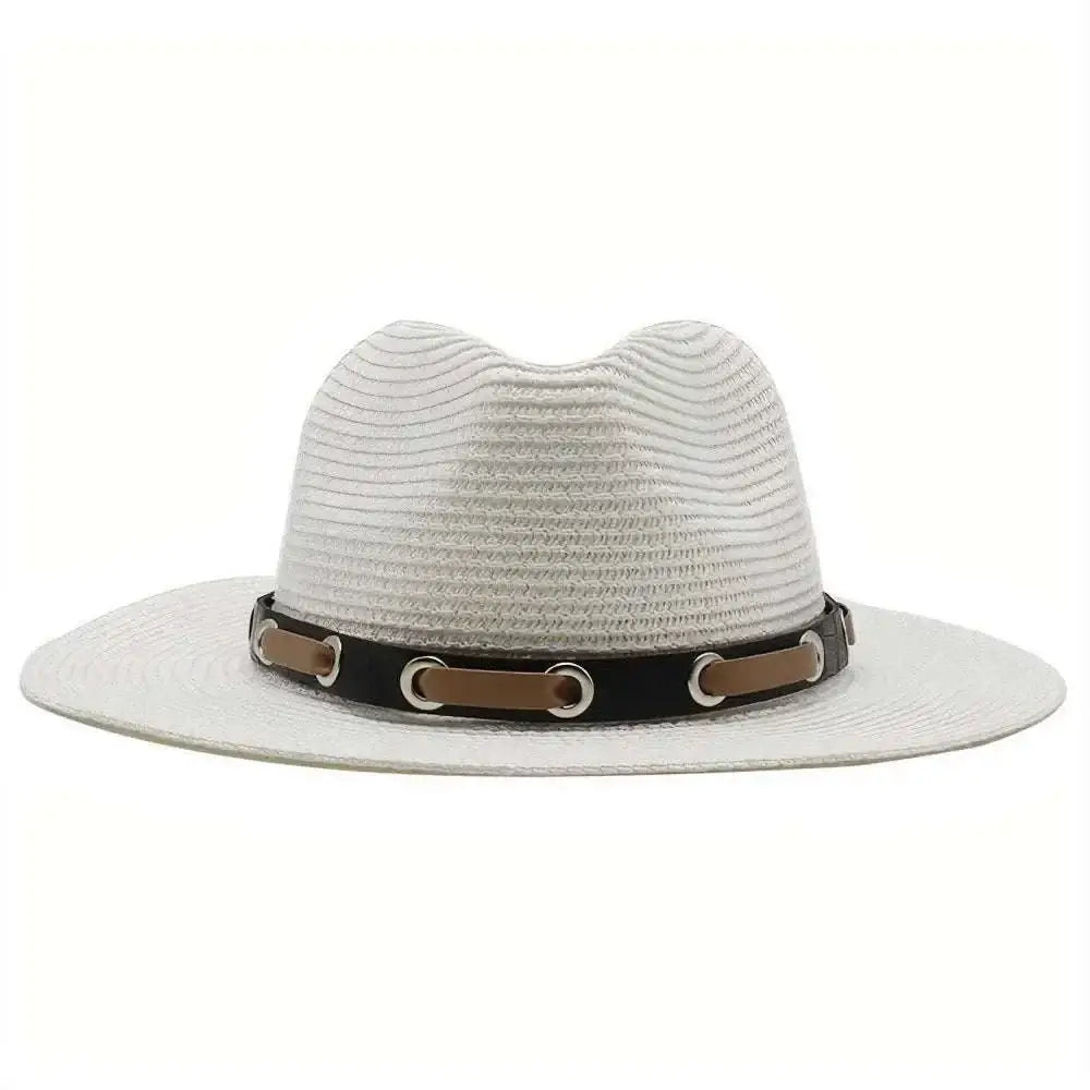 Chapeau de Paille avec Bandeau en Cuir