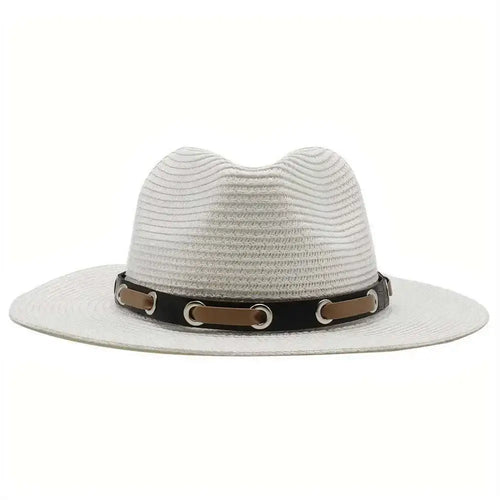 Chapeau de Paille avec Bandeau en Cuir
