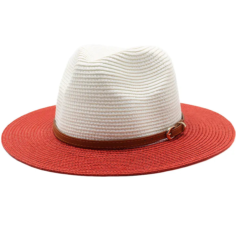 Chapeau de Paille Blanc et Rouge
