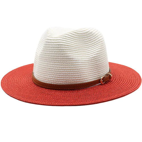 Chapeau de Paille Blanc et Rouge