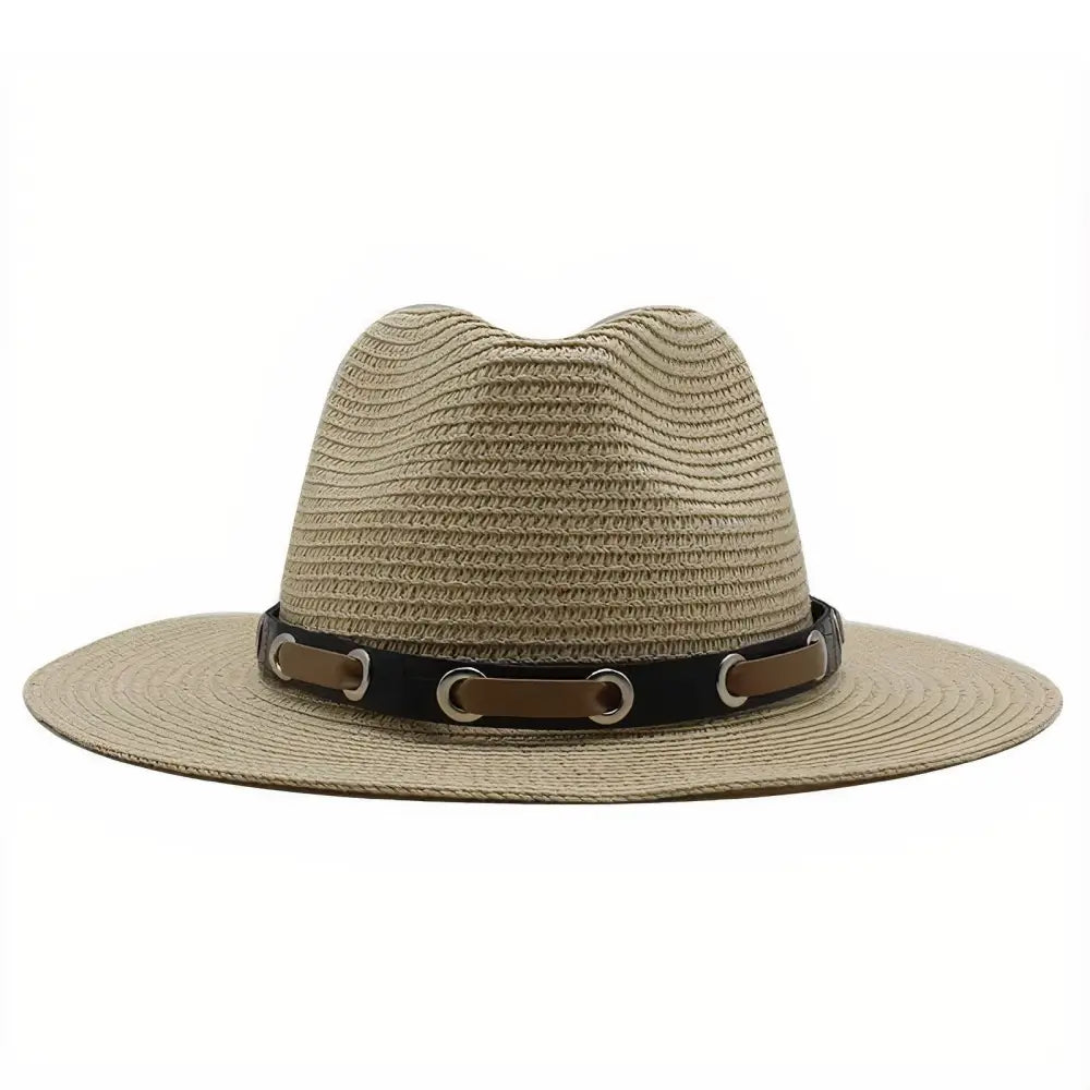 Chapeau de Paille Panama Lanière en Cuir