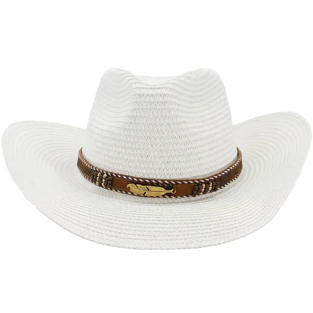 Chapeau de Paille Perles et Plume
