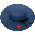 Chapeau de Paille Personnalisé Cœur - Bleu