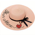 Chapeau de Paille Personnalisé Cœur - Rose