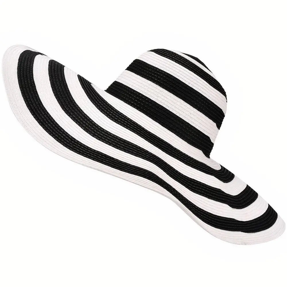 Chapeau de Paille Rayures Noir et Blanc