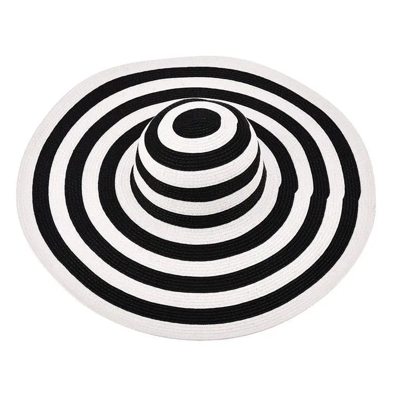 Chapeau de Paille Rayures Noir et Blanc